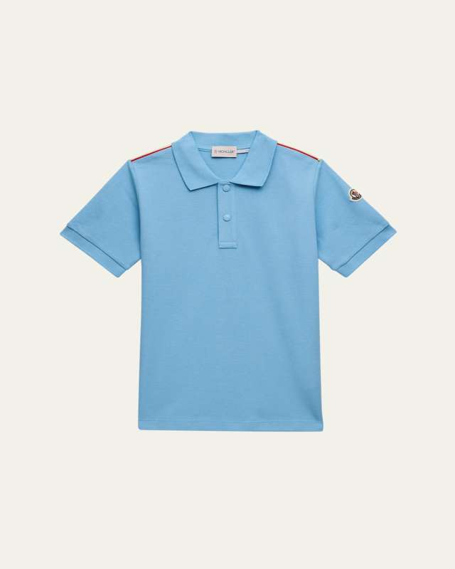 Boy's Tri-Stripe Pique Polo Shirt, Size 4-10